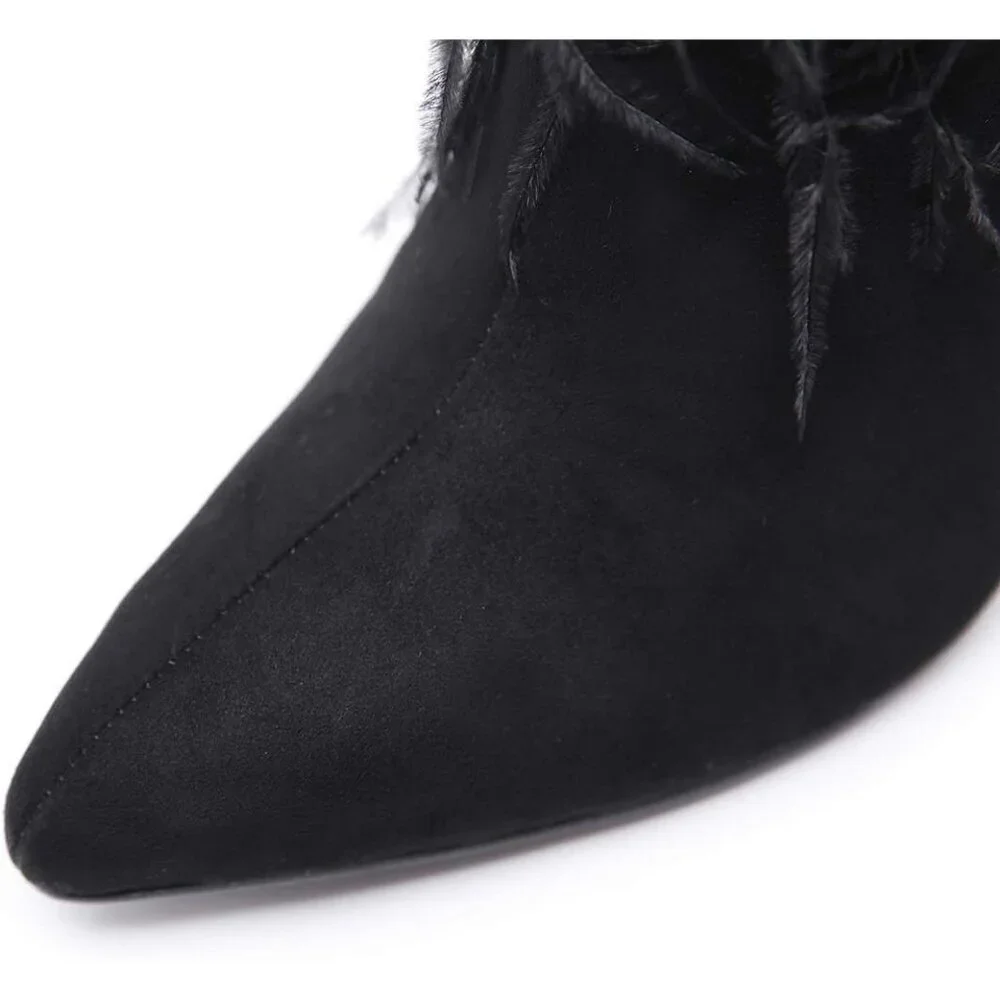 Women Pointed Toe Sparkle Over the Knee Boots Winter Stiletto Heel Thigh Bootie